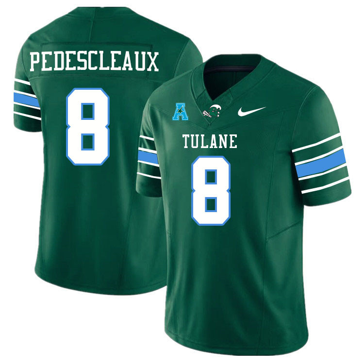 Tulane Green Wave #8 Kam Pedescleaux College Football Jerseys Stitched Sale-Green